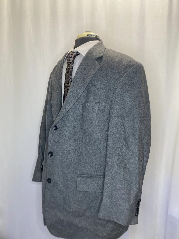 Oscar Renta Hombres 46R 50" Blazer Abrigo Deportivo Traje Chaqueta Gris Lana Cachemira 3 Btn Foto 4 de 4