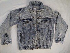 Vintage Jean Jacket Oyster Acid Wash Denim Trucker Unisex Small