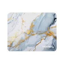 TECKNET Mouse Pad with Anti-fray Stitching, Small, Grey Gold Marble-1 Pack