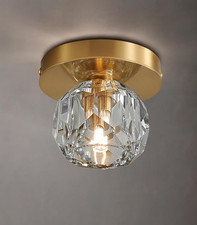 K9 Crystal Mini Chandelier - Brass Semi Flush Mount Ceiling Light Fixture