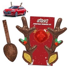 Christmas Reindeer Car Decoration - Christmas Antler Sequins antler with tail