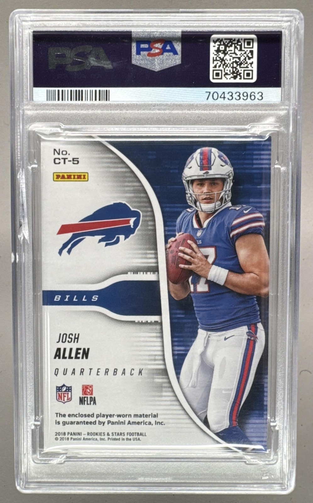 Josh Allen 2018 Panini Rookies Stars #CT-5 Cross Training RC Patch 74/99 PSA 8 view 2