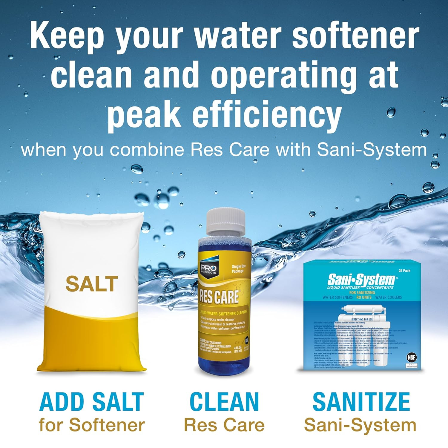 Pro Products Res Care Liquid Water Softener Cleaner, Universal Cleanser for Hard