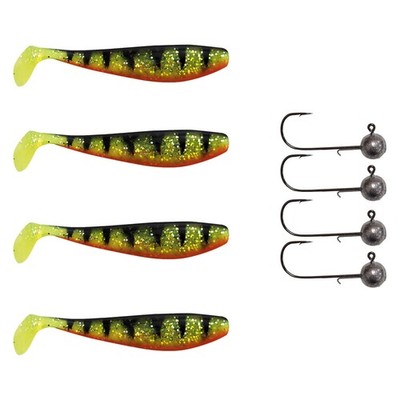 4X Fox Rage Firefly Pro Shad + 4X Pamchion Jig Heads Set 8 Piece Persico