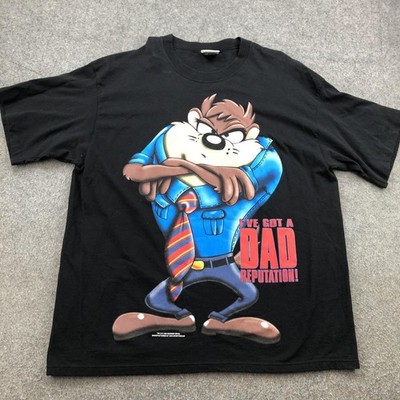 Vintage Looney Tunes Taz Shirt Mens Large Black Dad Reputation Graphic Tee 90s