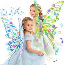 Light up Fairy Wings for Girls, 2 Packs Electric LED Butterfly Wings Fairy Costu