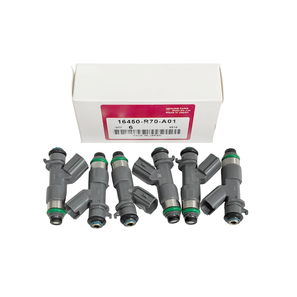 6* OEM FOR Honda FUEL INJECTORS 16450-R70-A01 ACCORD CROSSTOUR MDX 3.0L 3.5L V6 Foto 3 de 4