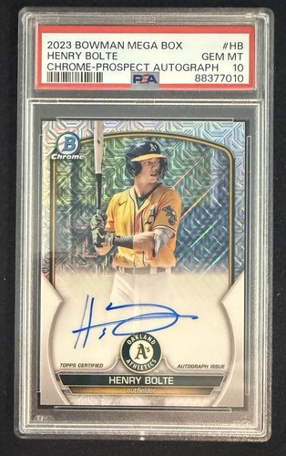 2023 Bowman Chrome Prospect Mega Box Auto Henry Bolte PSA 10 (AU,RC) Athletics