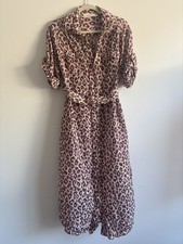 Zimmermann Super Eight Silk Leopard Print Midi Dress 0 AUS 6-8 US 2-4 Pink Shirt