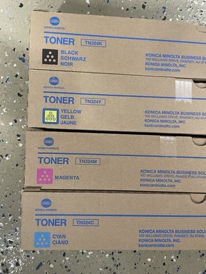 OEM Konica Minolta toner TN324 YMCK for bizhubC368/C308/C258 factory sealed set.