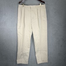 Vintage Polo Ralph Lauren Trousers Mens 38x30 Beige Pleated Cuffed Pants