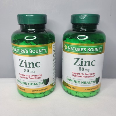 2x Nature's Bounty ZINC  pack - 50mg, 400 ct, Supports Immune Health Exp 06/2028