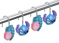 12-Piece Blue Cute Shower Curtain Hooks Decorative Stainless Steel Shower Han...