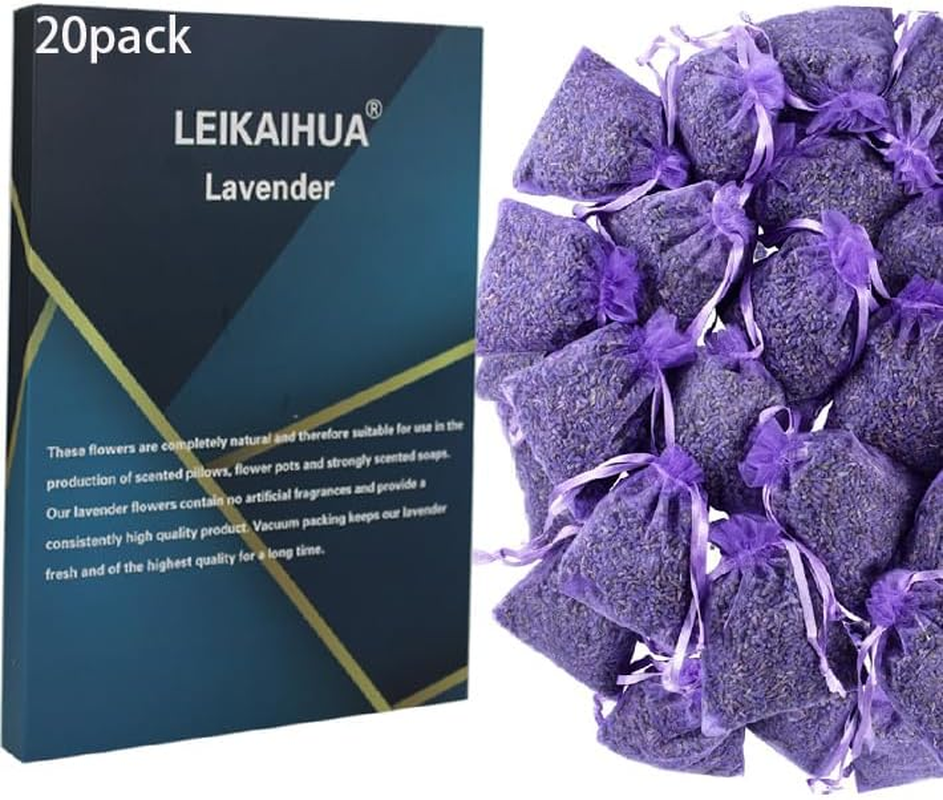 20X Lavender Filled Bags Drawers,(7X9Cm) Wardrobe Fresheners，Lavender Moth Repel