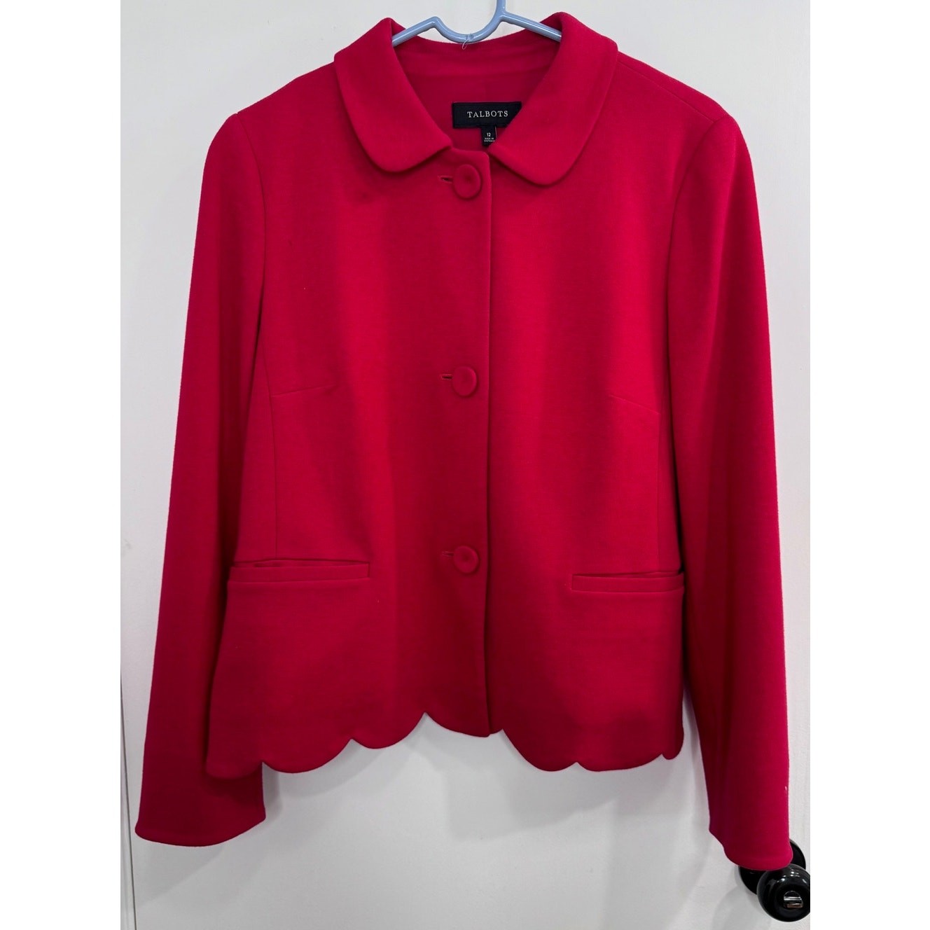 Talbots Cotton Red Peplum Blazer Women's Size 12 Office,Preppy,Professional
