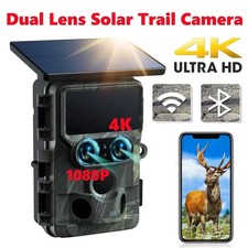 Wildkamera Solar 4K UHD 60MP Doppellinse WLAN Bluetooth Jagdkamera IR Nachtsicht
