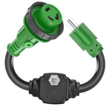 Overload Protector 30 Amp to 110 Volt RV Adapter Cord with Circuit Breaker,