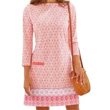 Cabana Life Women’s Size S Pink Coral White Medallion Patterned Mini Dress