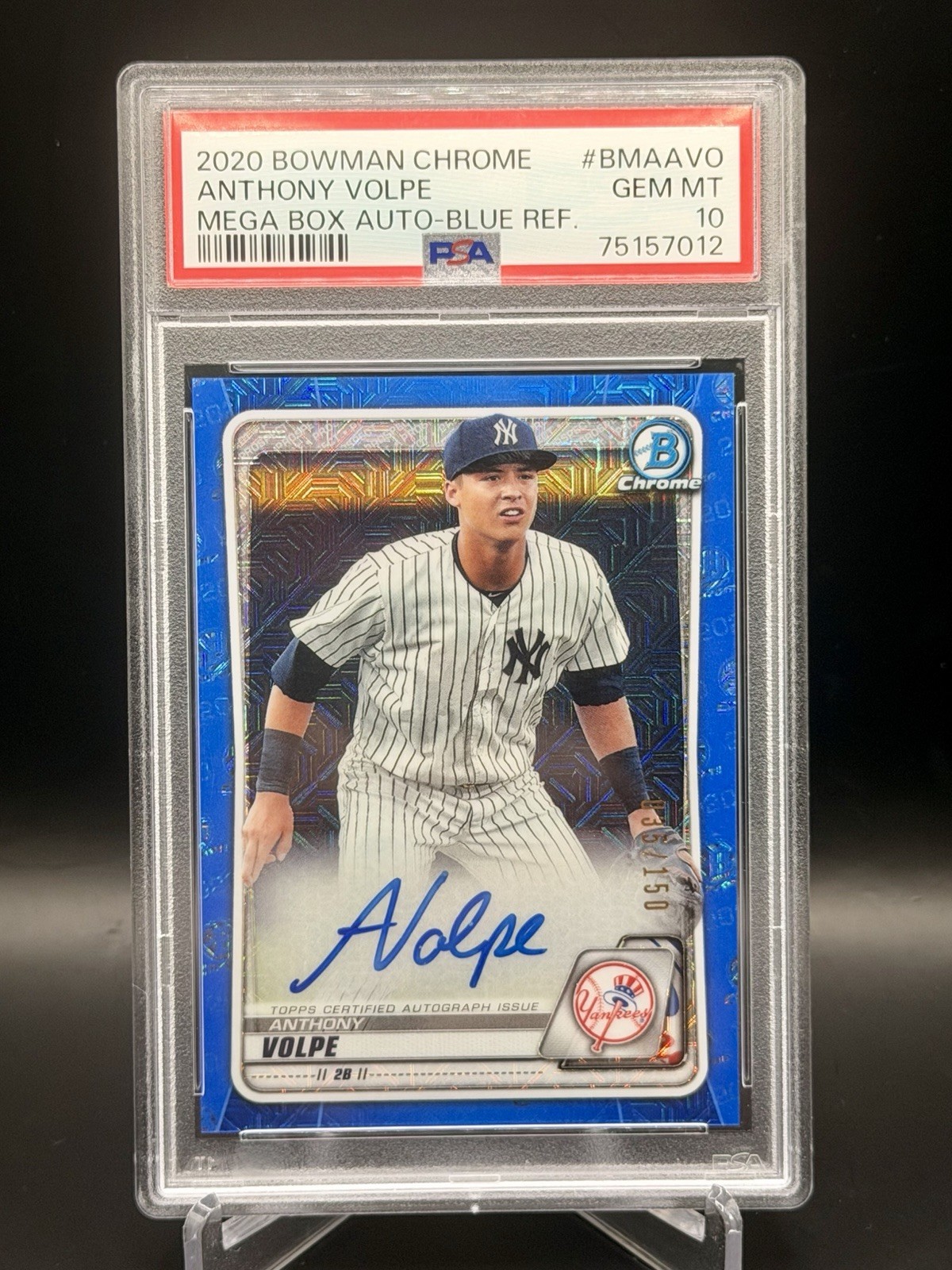 2020 Bowman Chrome Mega Box Anthony Volpe Blue Ref Auto BMA-AVO /150 PSA 10