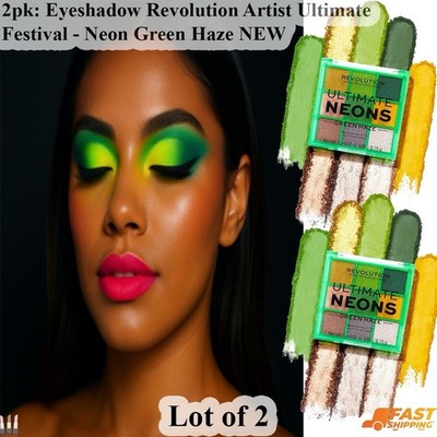 Lot Of 2 Eyeshadow Revolution Artist Ultimate Festival - Neon Green Haze NEW