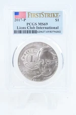 2017-P PCGS MS69 Lions Cub International Silver Modern Commemorative Dollar
