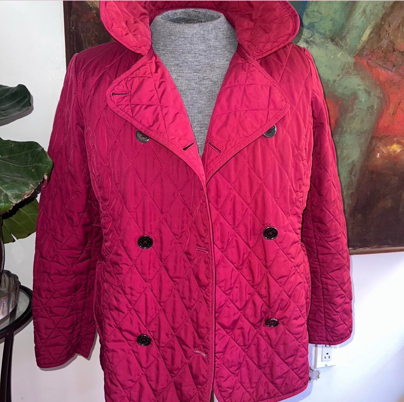 Lands End Quilted Raspberry Color Jacket Size Med… - image 2