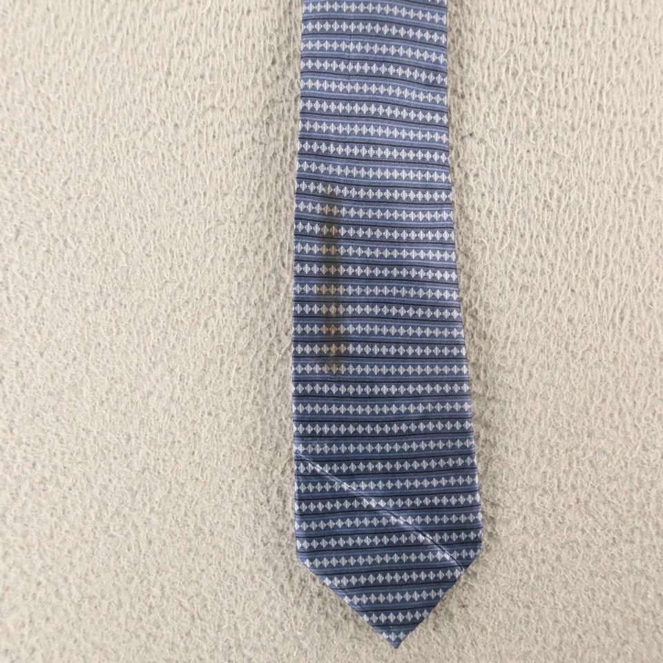 Corbata Stonehenge azul geométrica 100 % seda hecha a mano 3,5" Foto 4 de 4