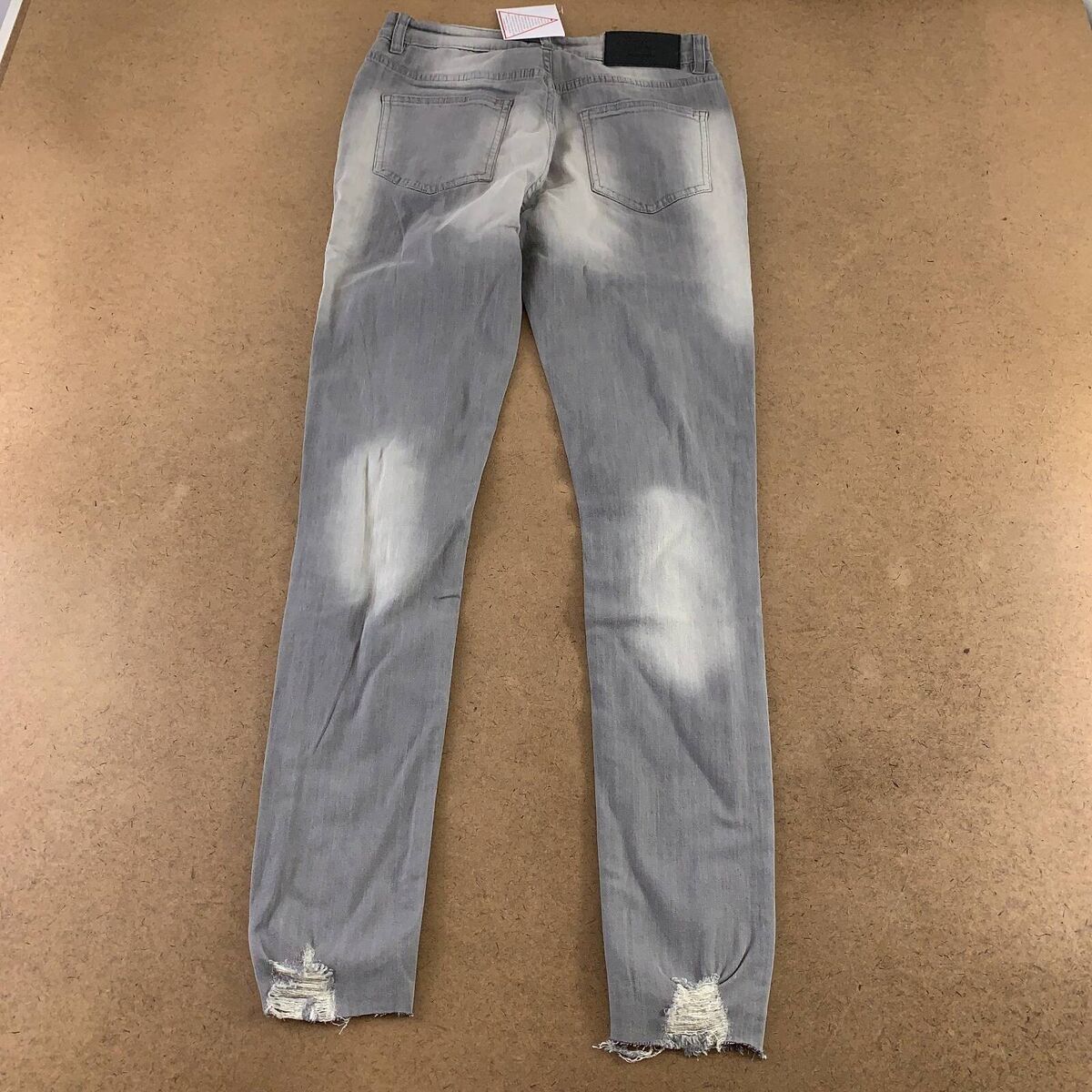 Boohooman Mens Slim Skinny Jeans Gray Distressed Faded Denim Boohooman Mens Slim Skinny Jeans Gray Distressed Faded Denim