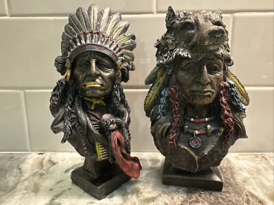 Southwestern Reflections Collection - Native American Carved Bust, Pair, PO-VG+