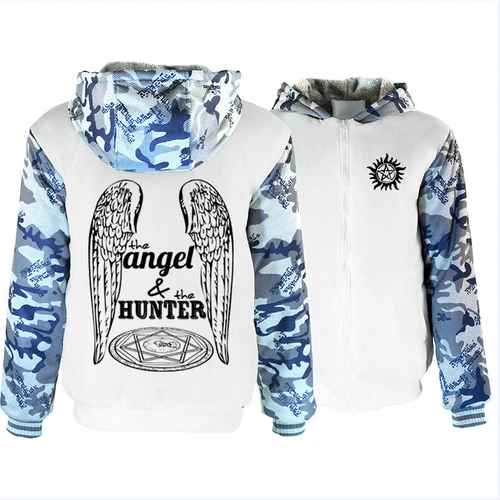 Supernatural Casual Hoodie Winter Fleece Coat Warm Jacket Full-Zip Sweatshirt - Bild 18 von 24