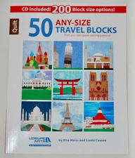 New Leisure Arts 50 Any-Size Travel World Monuments Quilting Blocks Book & CD