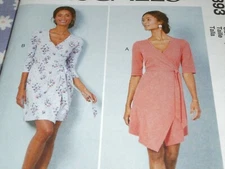 McCALL'S WOMEN'S 7893 PLUS SIZE EASY KNIT WRAP DRESSES PATTERN-UNCUT-18W-24W