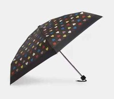 Coach CP502 Hearts Heart Signature Mini Umbrella Folding Brown Multi