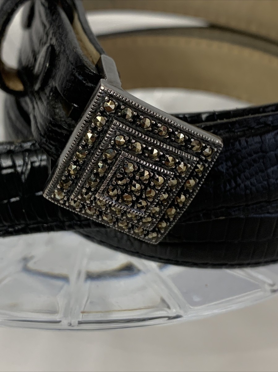 Judith Jack Sterling Silver 925 Buckle Marcasite Snake Print 