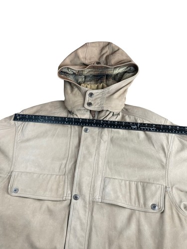 GORDON & FERGUSON 1871- Vtg Men Sz L Cow Skin Leather Hunter Jacket Coat Hooded - Picture 10 of 19