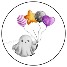 GHOST WITH BALLOONS HALLOWEEN ENVELOPE SEALS LABELS STICKERS PARTY FAVORS