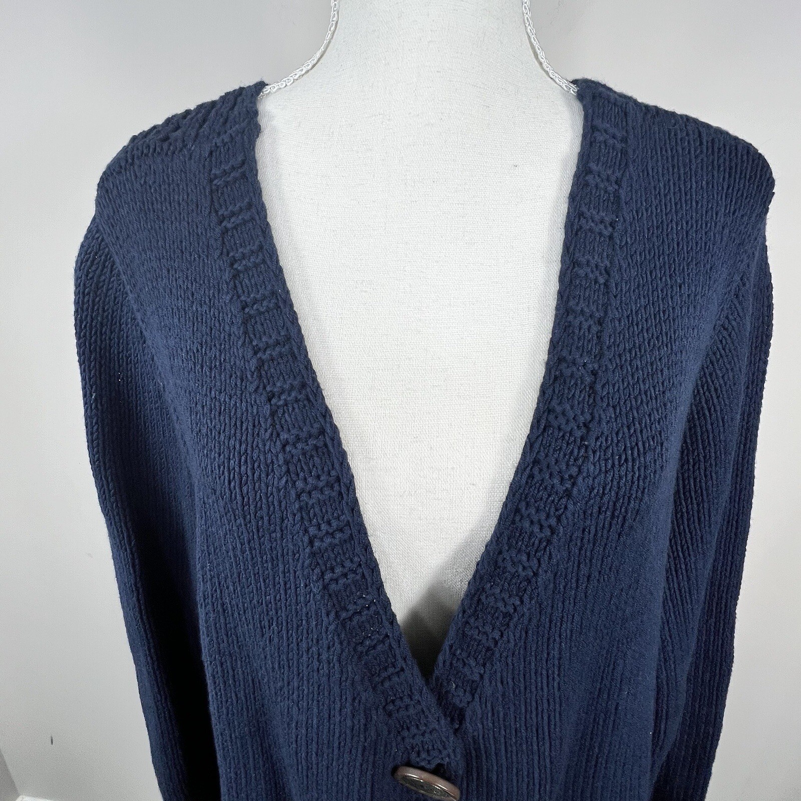 Soft Surroundings Navy Blue One-Button Cardigan S… - image 3