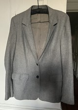 Vintage Oscar de La Renta Grey Wool Blend Blazer Suit Jacket Coat