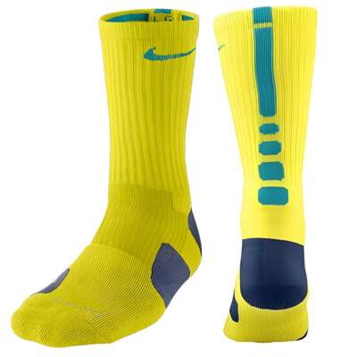 Original Nike Elite Socks Crew Size XL Yellow Teal Basketball Vintage  Classic