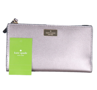 Kate Spade Women Gunmetal Gray Braylon Putnam Drive Continental Snap Wallet $169