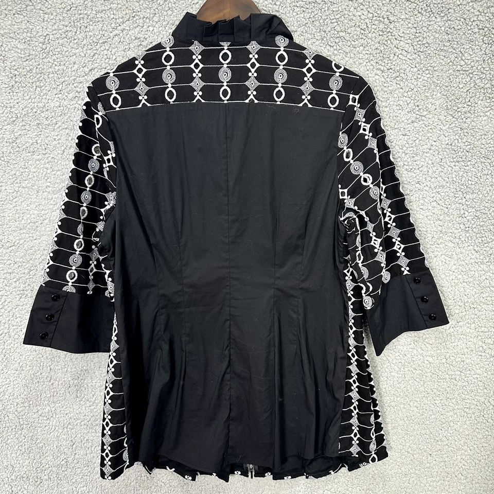 Chaqueta Samuel Dong Mujer M Negra Blanca Geométrica Declaración Artística Carrera Elegante Foto 3 de 4