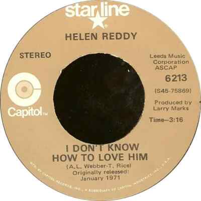 Helen Reddy I Dont Know How To Love Him Vinyl Single 7inch Starline