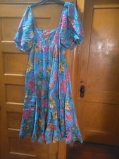 FARM RIO Toucans Garden Midi Dress Puff Sleeves In Multicolor Size XS