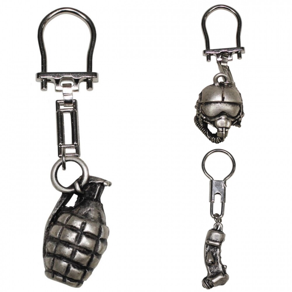 Thumbnail - Schlüsselanhänger Silber Anhänger Handgranate Helm Feldflasche