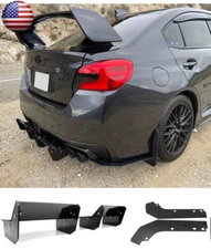 3 Pcs Combo Bumper Winglet Splitter Diffuser Spats Fin For 15-21 Subaru WRX STI