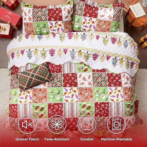 Christmas Quilt Set Queen Red Quilts for Queen / Full 19 Christmas