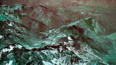 Landscape mountains snowy peak aerial Custom Gaming Mat Desk
