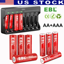 4x AA + 4x AAA Rechargeable Lithium Li-ion Batteries With 8-Slot Battery Charger