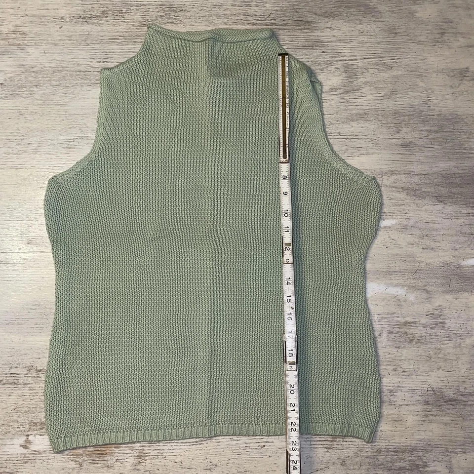 EUC Vintage Y2K Bagatelle Green Cotton Knit Mock Neck Sleeveless Sweater Size XL - Image 4 of 4