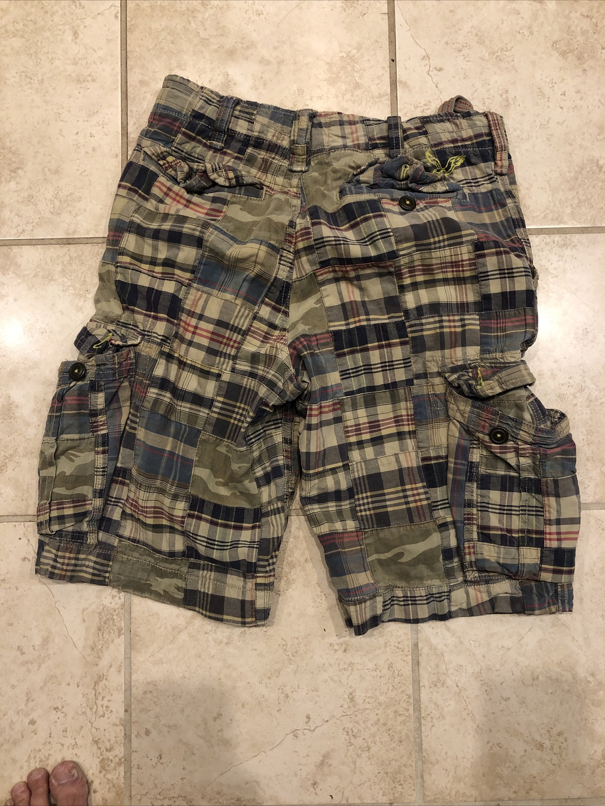 American Eagle Camo Plaid Patchwork Shorts Longer… - image 4